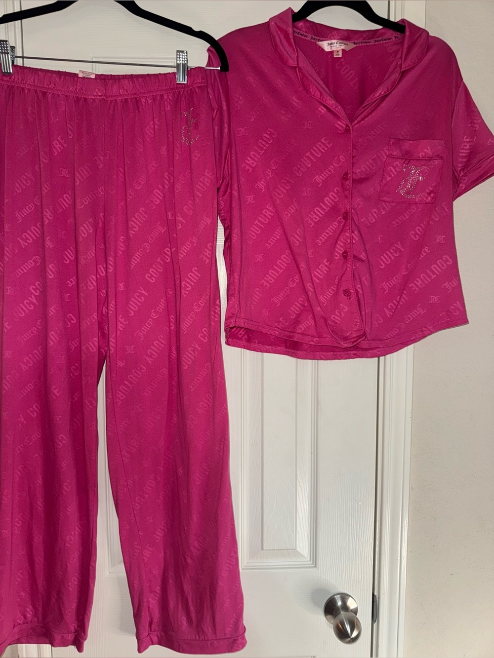 Juicy Couture Bright Pink Monogram Two-Piece Pajama Set